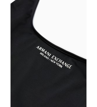 Armani Exchange Zwykły czarny kostium kąpielowy