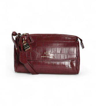 Armani Exchange Bordowa grawerowana torba na ramię