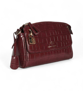 Armani Exchange Bordowa grawerowana torba na ramię