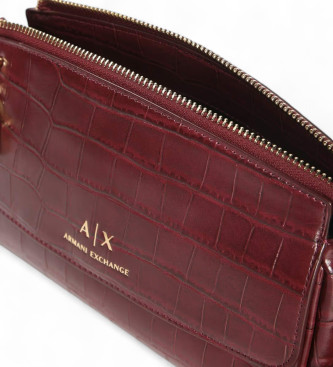 Armani Exchange Bordowa grawerowana torba na ramię