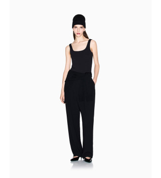 Armani Exchange Schwarzer einfarbiger Bodysuit