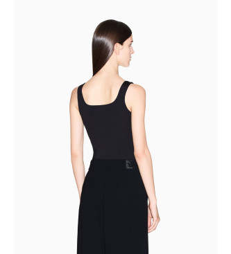 Armani Exchange Schwarzer einfarbiger Bodysuit