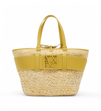 Armani Exchange Yellow raffia bag