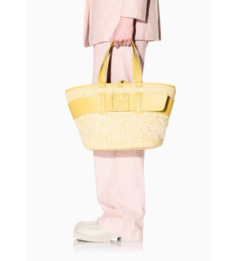 Armani Exchange Yellow raffia bag