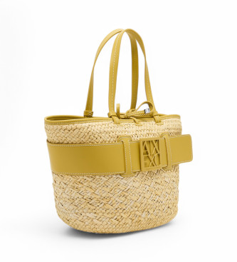 Armani Exchange Yellow raffia bag