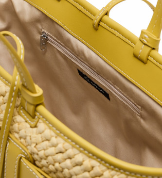 Armani Exchange Yellow raffia bag