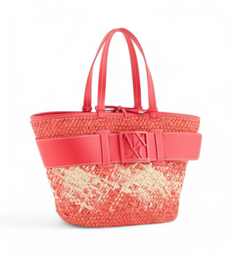 Armani Exchange Borsa in rafia rossa