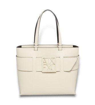 Armani Exchange Klasyczna beżowa torba typu shopper