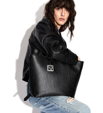 Armani Exchange Saco Shoppper com logtipo gravado a preto