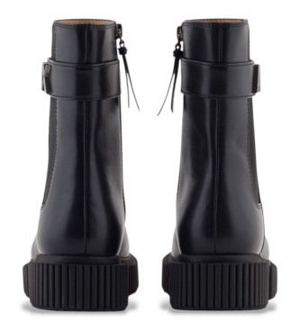 Armani Exchange Botins em pele com logtipo preto