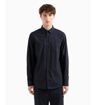 Armani Exchange Regular fit marineblauw overhemd in popeline