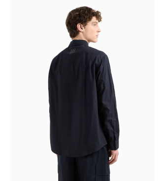 Armani Exchange Regular fit marineblauw overhemd in popeline