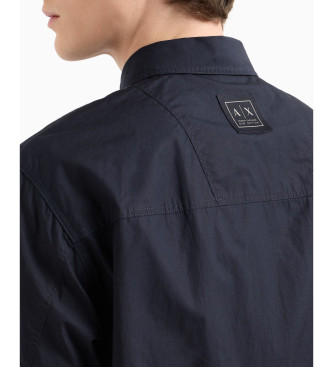 Armani Exchange Regular fit marineblauw overhemd in popeline