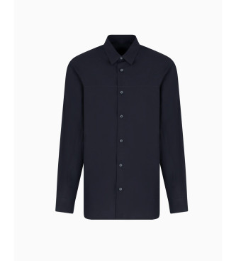 Armani Exchange Regular fit marineblauw overhemd in popeline