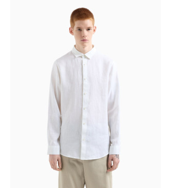 Armani Exchange Camicia in lino bianco attillata