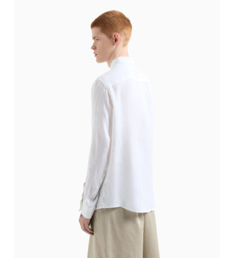 Armani Exchange Camicia in lino bianco attillata