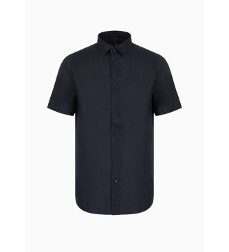 Armani Exchange Camisa de linho azul-marinho