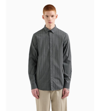 Armani Exchange Skjorte med mikroprint, sort