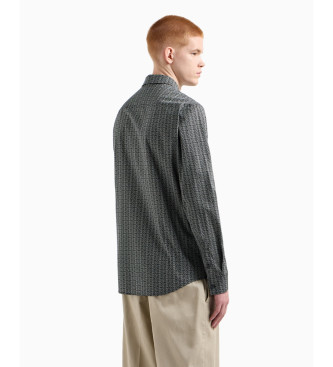 Armani Exchange Skjorte med mikroprint, sort