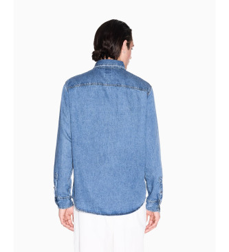 Armani Exchange Blauw Regular Fit Denim Overhemd