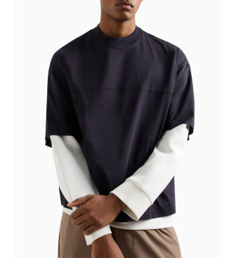 Armani Exchange Navy merceriseret T-shirt kort