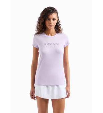 Armani Exchange Fliederfarbenes T-Shirt mit schmaler Passform