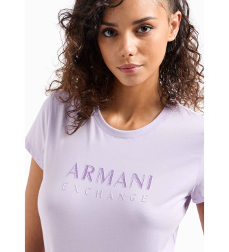 Armani Exchange Fliederfarbenes T-Shirt mit schmaler Passform