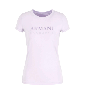 Armani Exchange Fliederfarbenes T-Shirt mit schmaler Passform