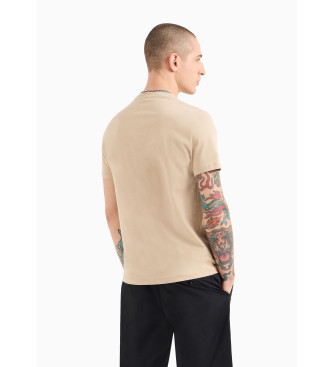 Armani Exchange Beigefarbenes Strick-T-Shirt mit normaler Passform