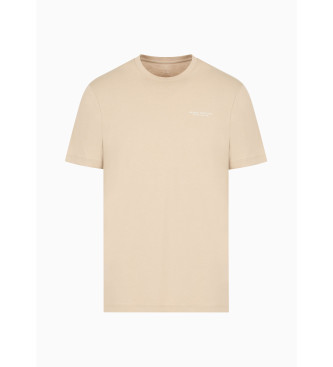 Armani Exchange Beige stickad T-shirt med normal passform