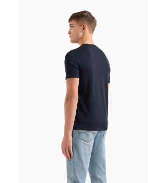 Armani Exchange Marinbl stickad T-shirt med normal passform