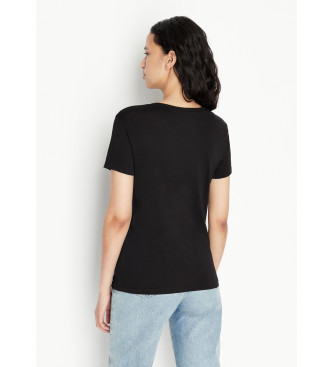 Armani Exchange T-shirt z dzianiny o regularnym kroju, czarny