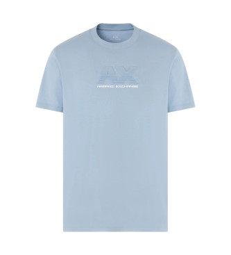 Armani Exchange Fitted cotton T-shirt, short sleeves, round neck and customised blue embossing