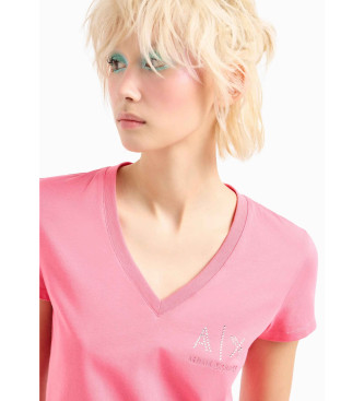 Armani Exchange Rosa einfarbiges T-Shirt