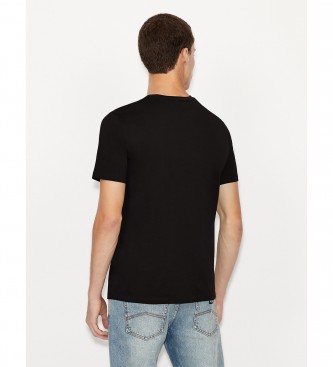 Armani Exchange T-shirt manga curta colarinho de caixa preta