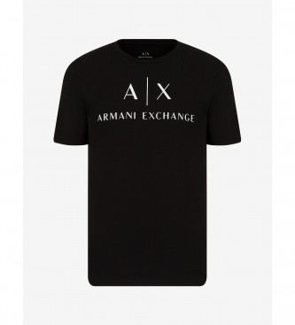 Armani Exchange T-shirt manga curta colarinho de caixa preta