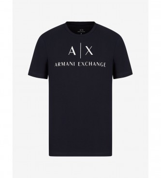 Armani Exchange Camiseta manga corta cuello caja marino oscuro