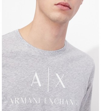 Armani Exchange T-shirt de manga curta colarinho de gola cinzento