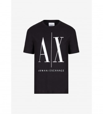 Armani Exchange ICON camiseta de manga curta preto para tripulação pescoço