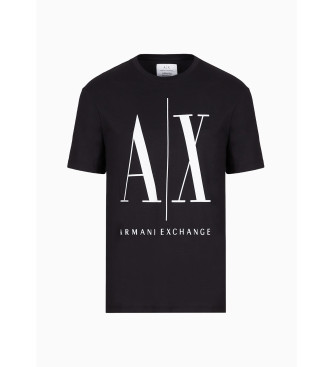 Armani Exchange ICON majica s kratkimi rokavi in kratkim vratom črna