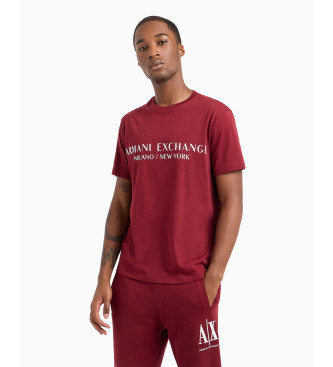 Armani Exchange Regelmig geschnittenes Strick-T-Shirt rot