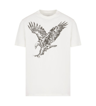 Armani Exchange T-Shirt in normaler Passform mit weier ASV-Adler-Stickerei aus Strick