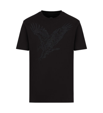 Armani Exchange T-shirt dalla vestibilit regolare con ricamo aquila in punto ASV nero