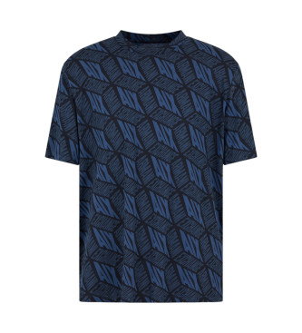 Armani Exchange T-shirt de corte regular com estampado de efeito 3D em algodo ASV azul-marinho