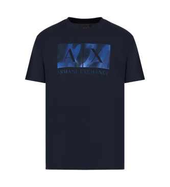 Armani Exchange Regular fit T-shirt met abstracte logoprint in navy ASV katoen