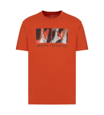 Armani Exchange Camiseta regular fit con logo abstracto estampado en algodn ASV naranja