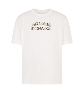 Armani Exchange Regular Fit T-Shirt mit Camouflage-Logo aus weier Baumwolle ASV