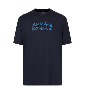 Armani Exchange T-shirt dalla vestibilit regolare con logo mimetico in cotone ASV blu