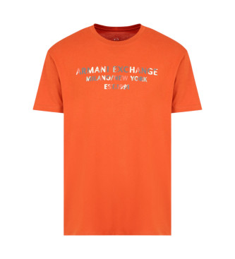 Armani Exchange Regular fit T-shirt with camouflage logo in orange ASV cotton