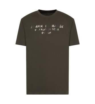 Armani Exchange Regular Fit T-Shirt mit Camouflage-Logo aus grner ASV-Baumwolle